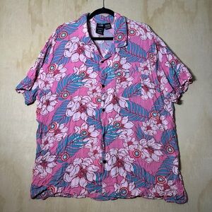 Marvel‎ Pink and Blue Captain America Floral Men's Shirt Size 3XL